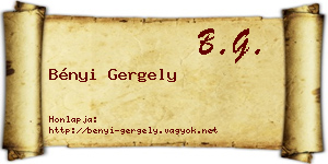 Bényi Gergely névjegykártya
