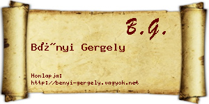 Bényi Gergely névjegykártya